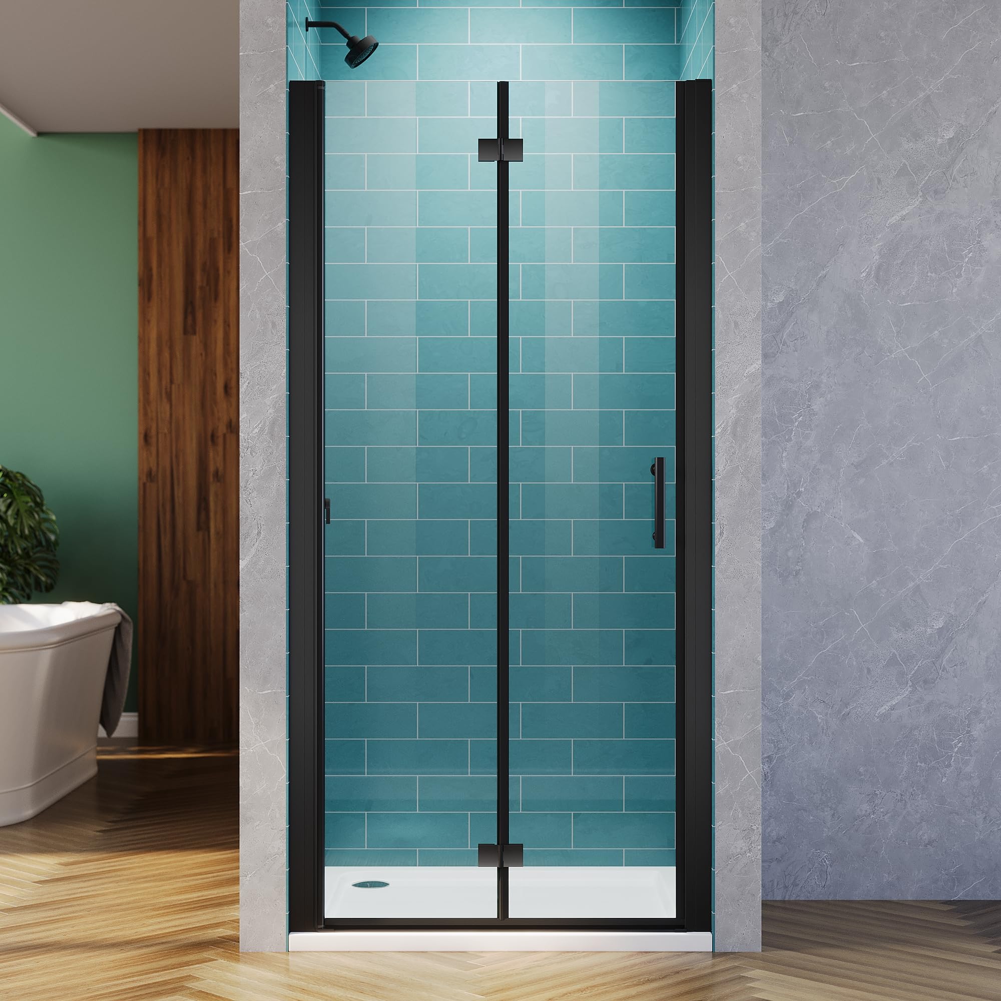 Photo 1 of Bifold Shower Door 36" W x 72" H, UCALAFEE Glass Shower Door with 1/4" (6mm) Clear SGCC Tempered Glass, Easy-Clean & Anti-Fog Coating, Waterproof Seal for Bathroom Walk-in Shower, Matte Black