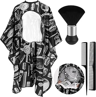 FEBSNOW Professional Barber Cape with Neck Duster Brush Large Hair Cutting Cape with See-Through Window Waterproof Salon Cape