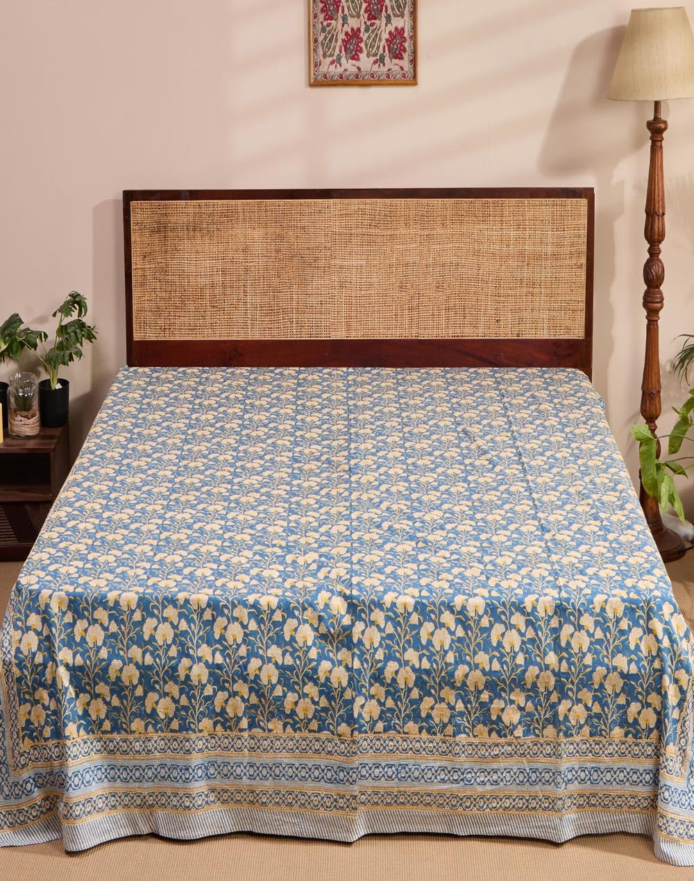 Fabindia Blue Cabana Cotton Printed Bed Cover-image-41
