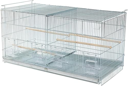 Miniatura 4 de Jaula de vuelo de aves apilable de zinc galvanizado con divisor extraíble (zinc galvanizado, 26.5 x 11 x 15 pulgadas de alto, Lot-4)