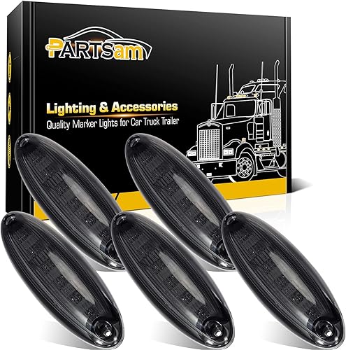 Partsam 5 piezas de lente ahumada amarilla 6 LED Top Cab Marker techo luces de funcionamiento reemplazo de montaje para Freightliner Cascadia Heavy
