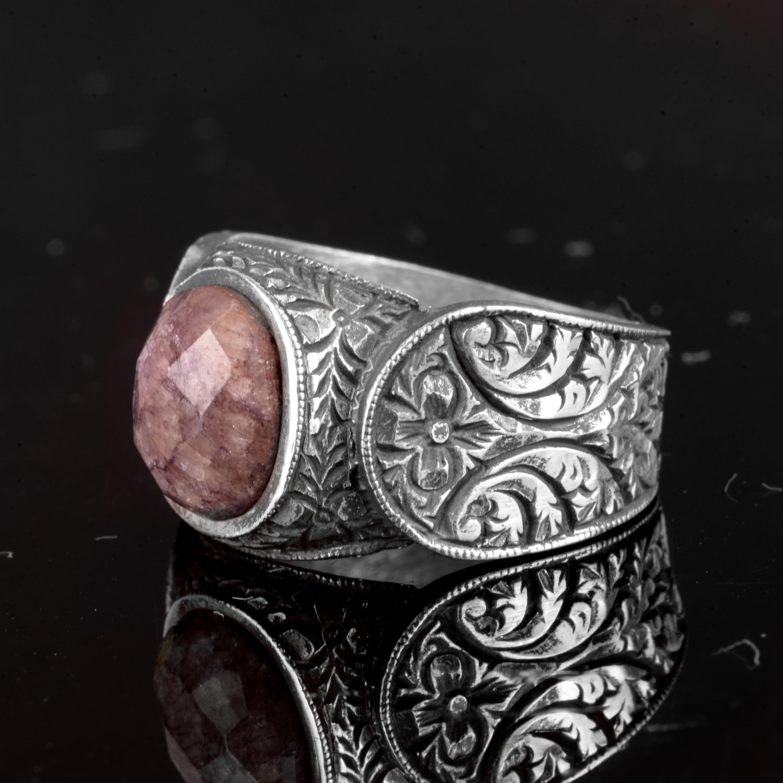 KAMBO Anillo de zafiro azul natural auténtico, anillo de plata para hombre (talla 10), piedra preciosa, zafiro, Piedra preciosa, Zafiro
