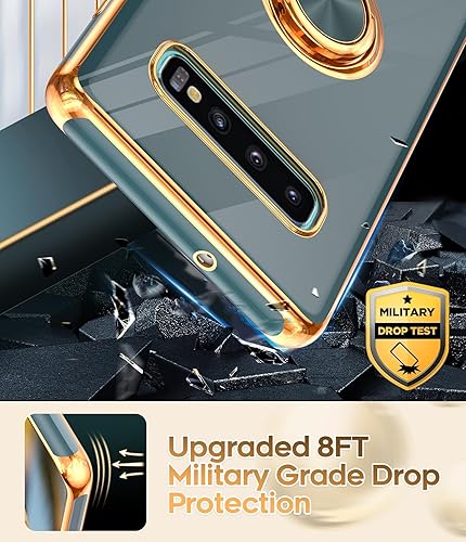 Miniatura 7 de LeYi Funda para S10 Plus Soporte de anillo giratorio de 360 Soporte magnético no compatible con S10, funda protectora con borde de oro rosa