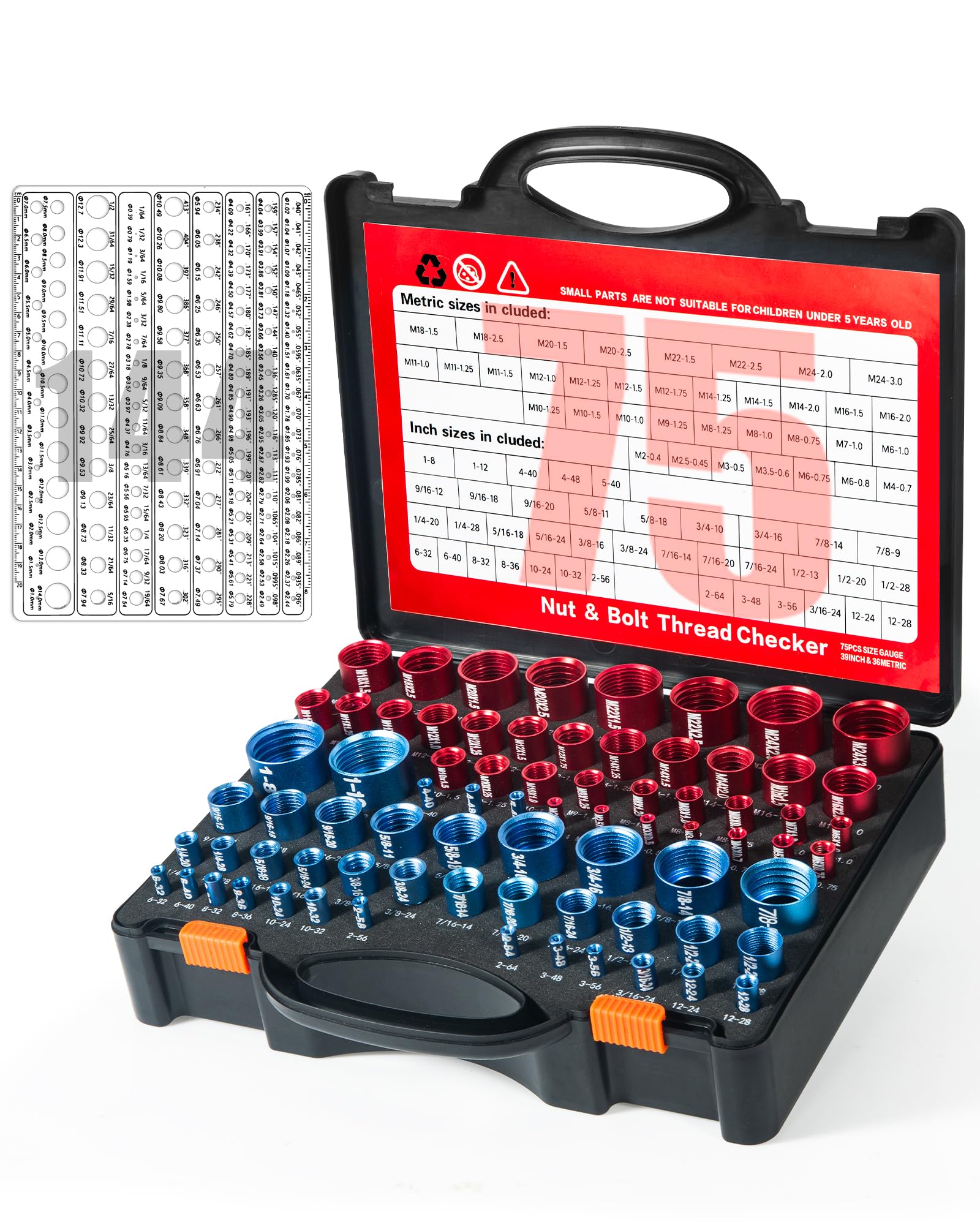 219 Nut and Bolt Thread Checker with 39Standard & 36Metric & 144Drill Gauge | 36 Metric B…