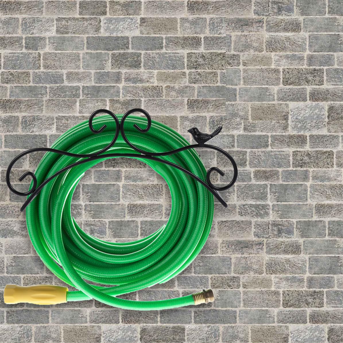 2 Stück Gartenschlauchhalter für Wand aus Eisen, Schwarz, Antik