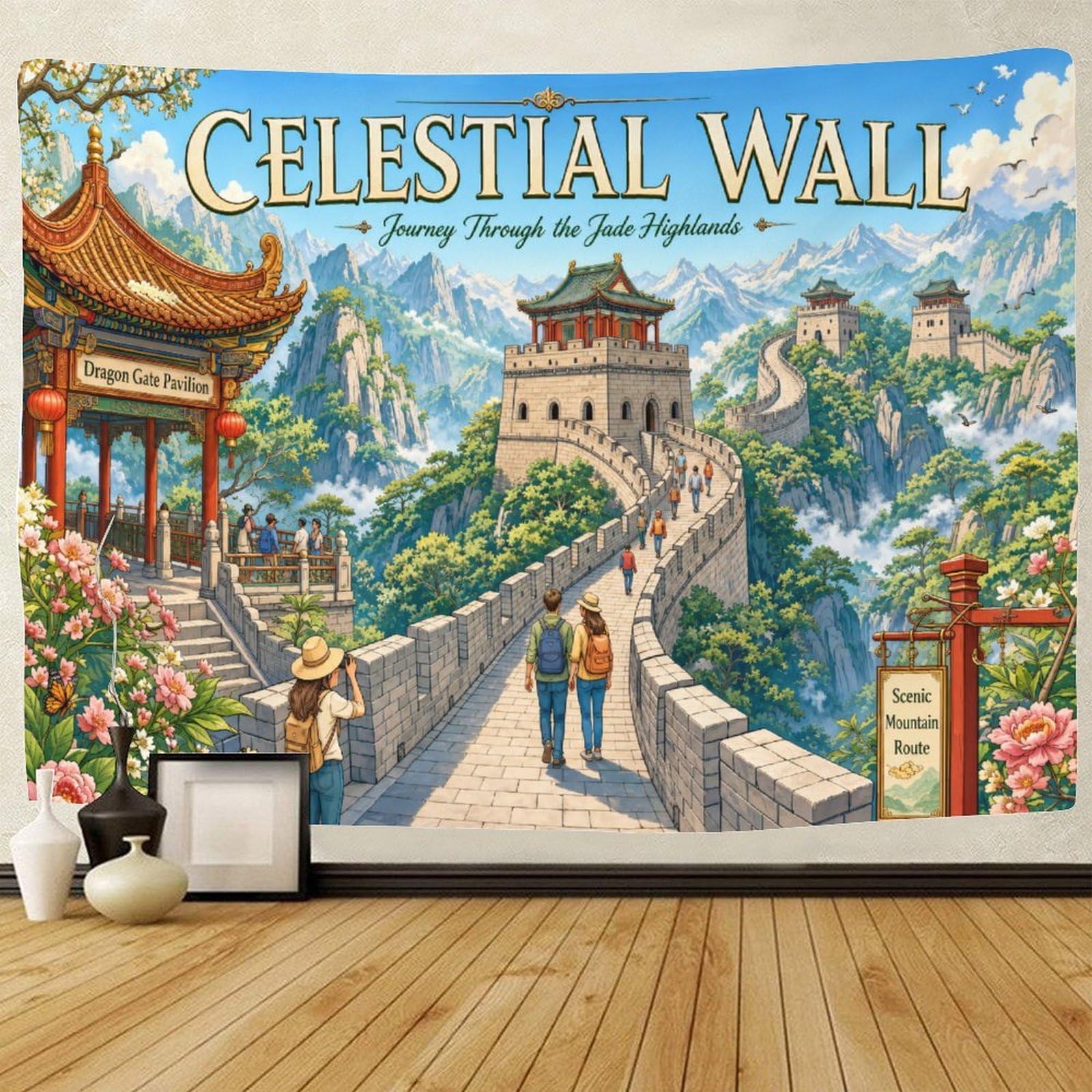 GPMNBCXZK Great Wall of China Theme Wall Hanging Decor 3D Print Tapestry for Bedroom Tapestries Home Decoration Curtain Living Room Dorm 150cmx200cm