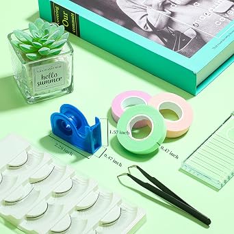 Maitys 3 Rolls Eyelash Tape for Lash Extensions with Dispenser Cutter Breathable Fabric PE Tape Under Eye for Sensitive Skin Eyelash Extensions Supplies(Green,Pink,Purple,0.47)
