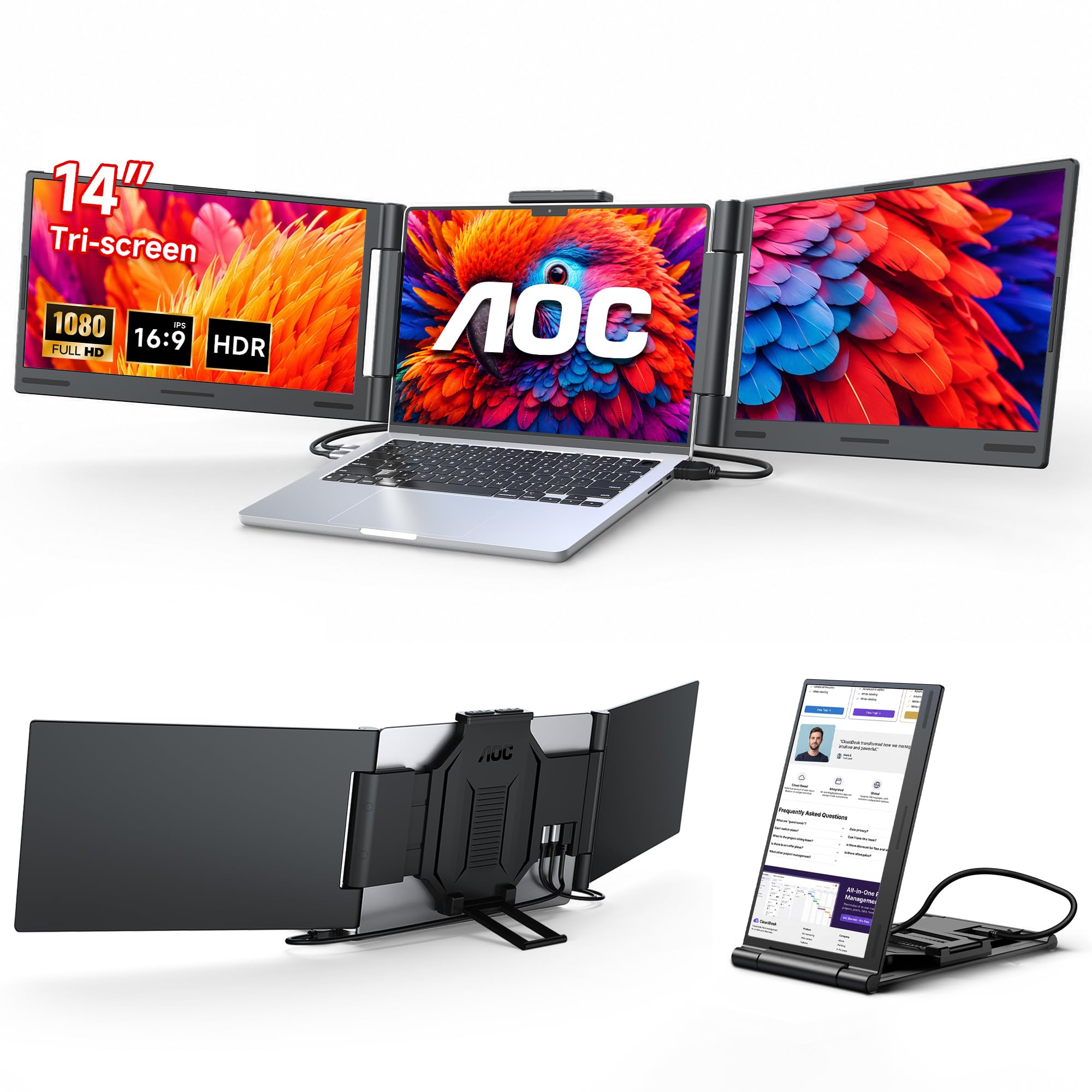 Photo 1 of AOC 14" Laptop Screen Extender, Portable Monitor for 13”-17.3" Laptops
