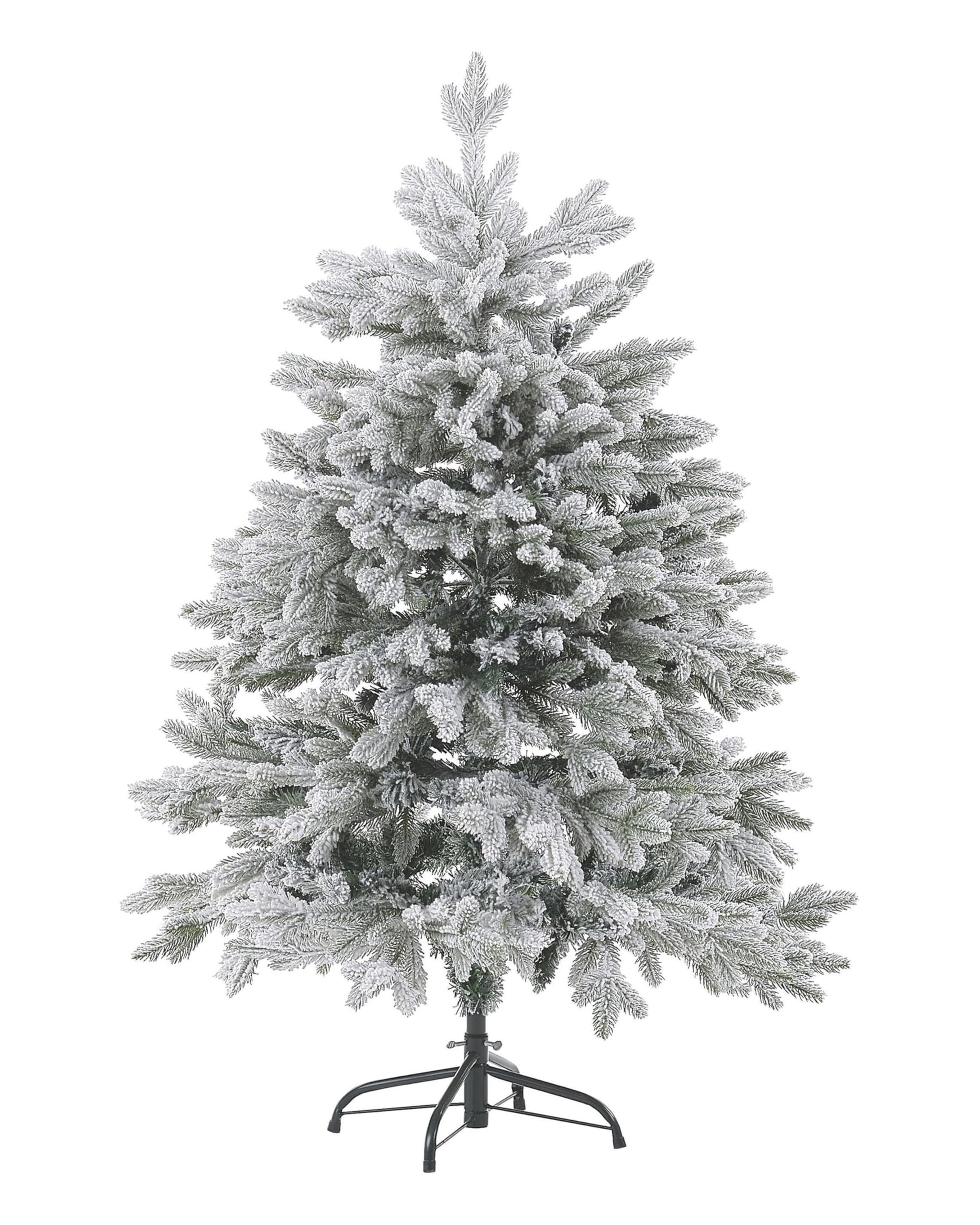 Sapin de Noël Artificiel Effet Neige 120 cm Idéal avec Branches Facilement Ajustables Aspect Naturel et Réaliste Parfait pour Tout Intérieur Beliani
