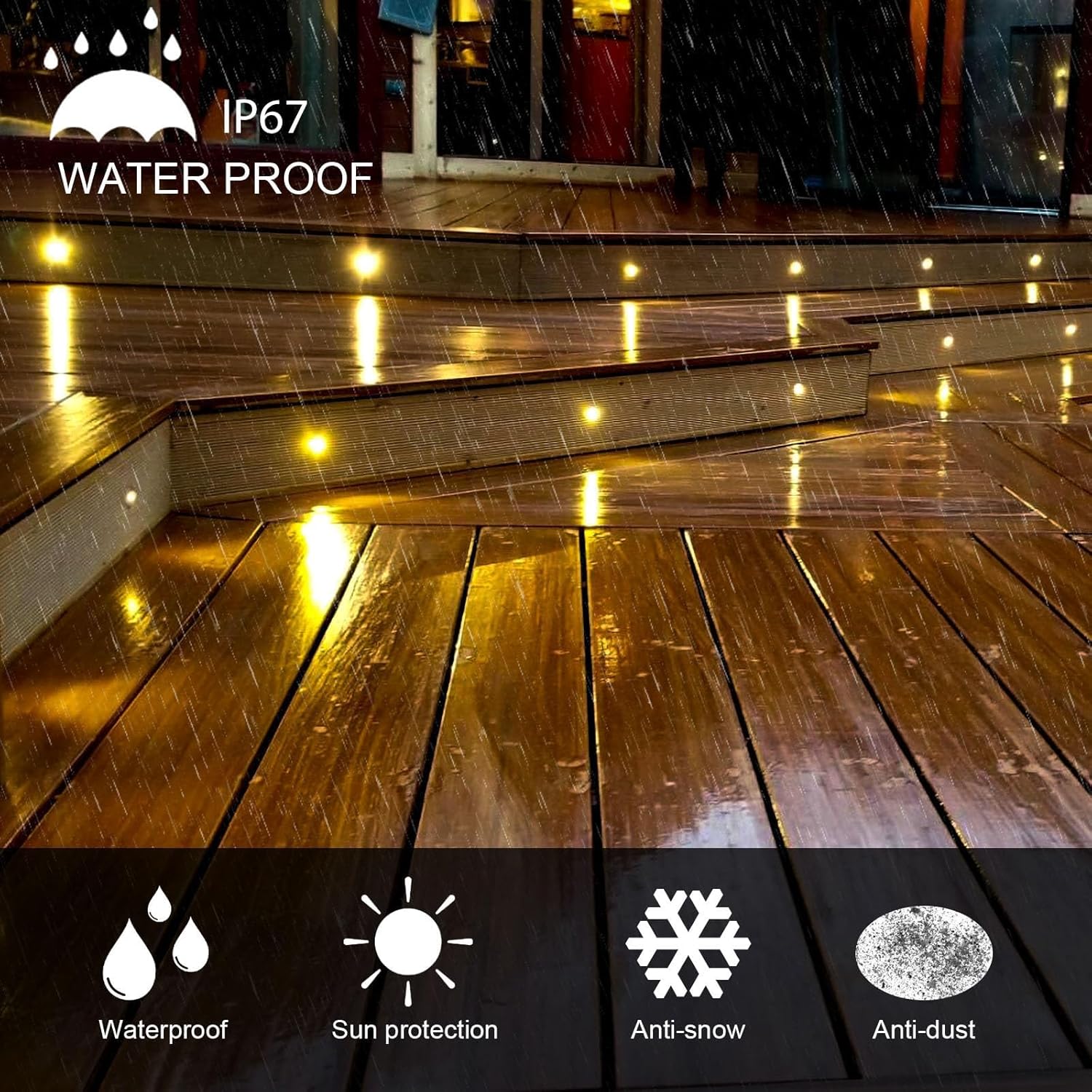 Sumaote Recessed LED Deck Light Kits Dusk to Dawn, 10 Pack φ1.22in Low Voltage 12V Warm White Step Lights with Photocell Sensor, IP67 Waterproof Outdoor Deck Stair Lighting for Patio Yard Path