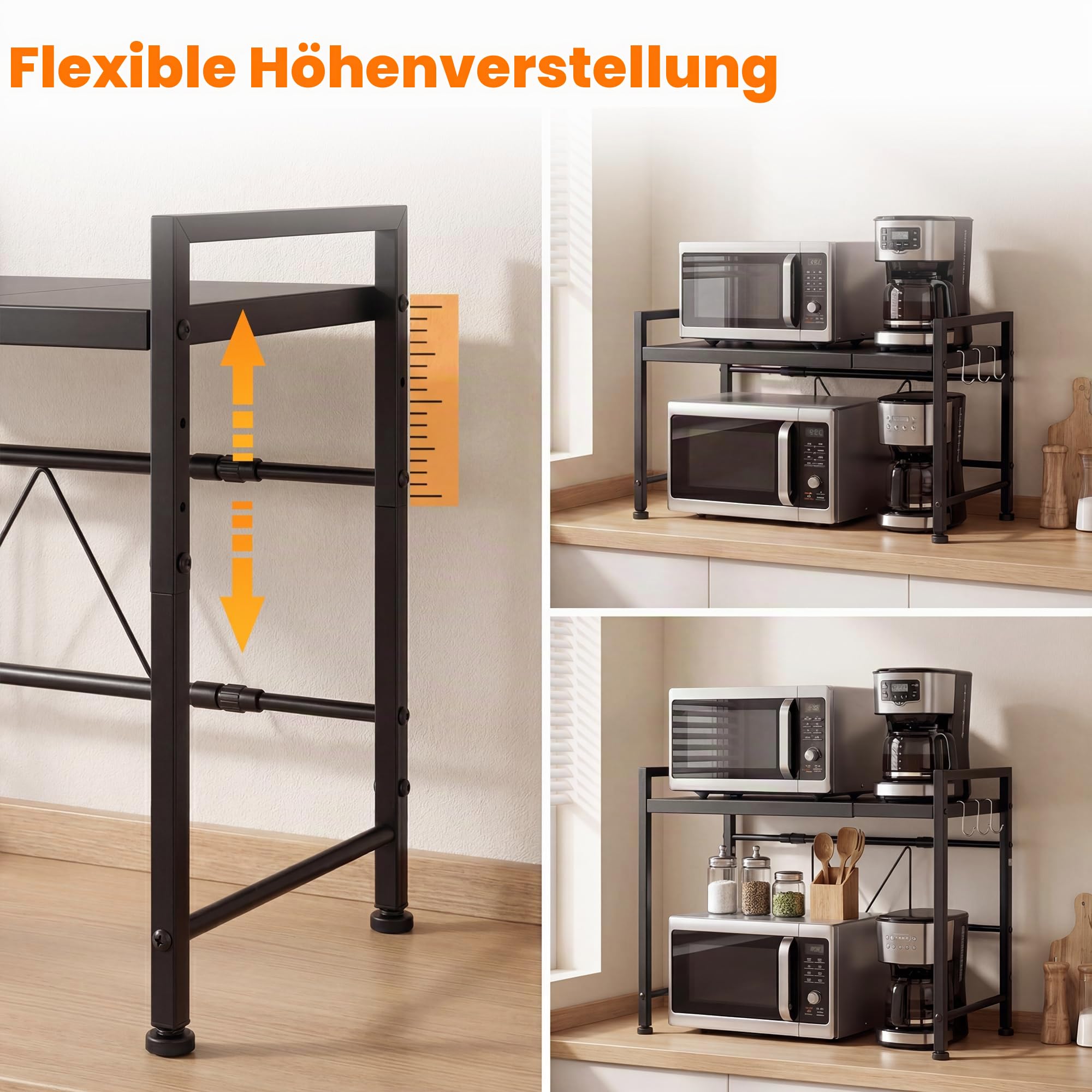 2 Etagen Mikrowellenregal, Ausziehbarer Küchen Organizer