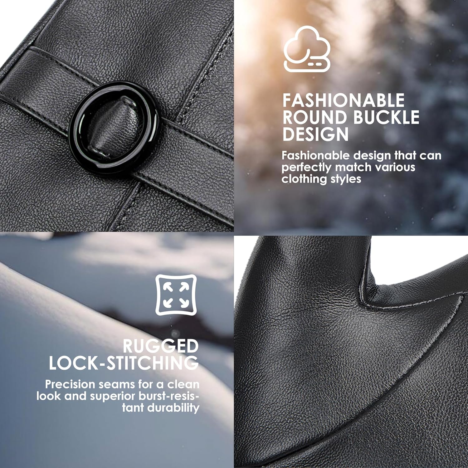 Dsane Womens Winter Leather Gloves Touchscreen Texting Warm Driving Lambskin Gloves for Christmas Gifts - Image 5