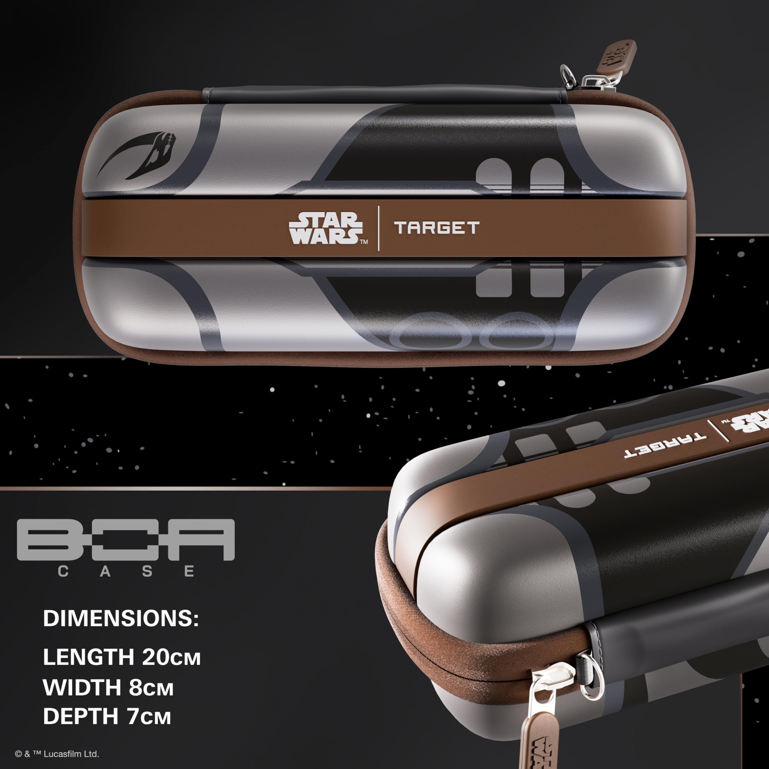 Target Darts Star Wars Mandalorian BOA Portefeuille | Premium Disney Fléchette Étui avec Personnage Design, Swiss Pointes Tip Rangement, Rigid Extérieur Coque et Organisé Accessoires Holder