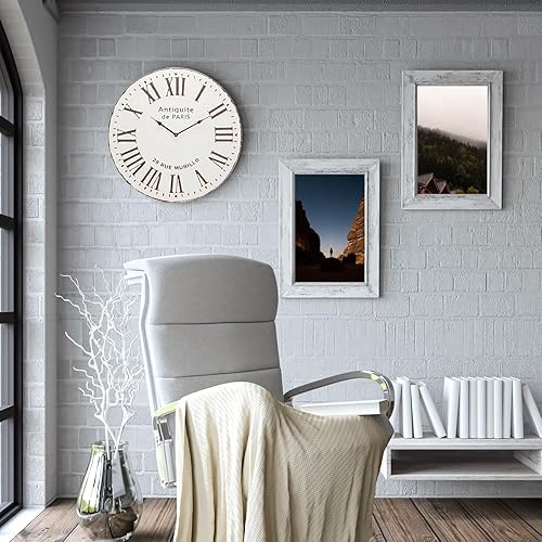 Miniatura 5 de Reloj de pared de 22 pulgadas  Reloj decorativo redondo de metal para decoración de sala de estar, reloj analógico de cuarzo silencioso sin tictac