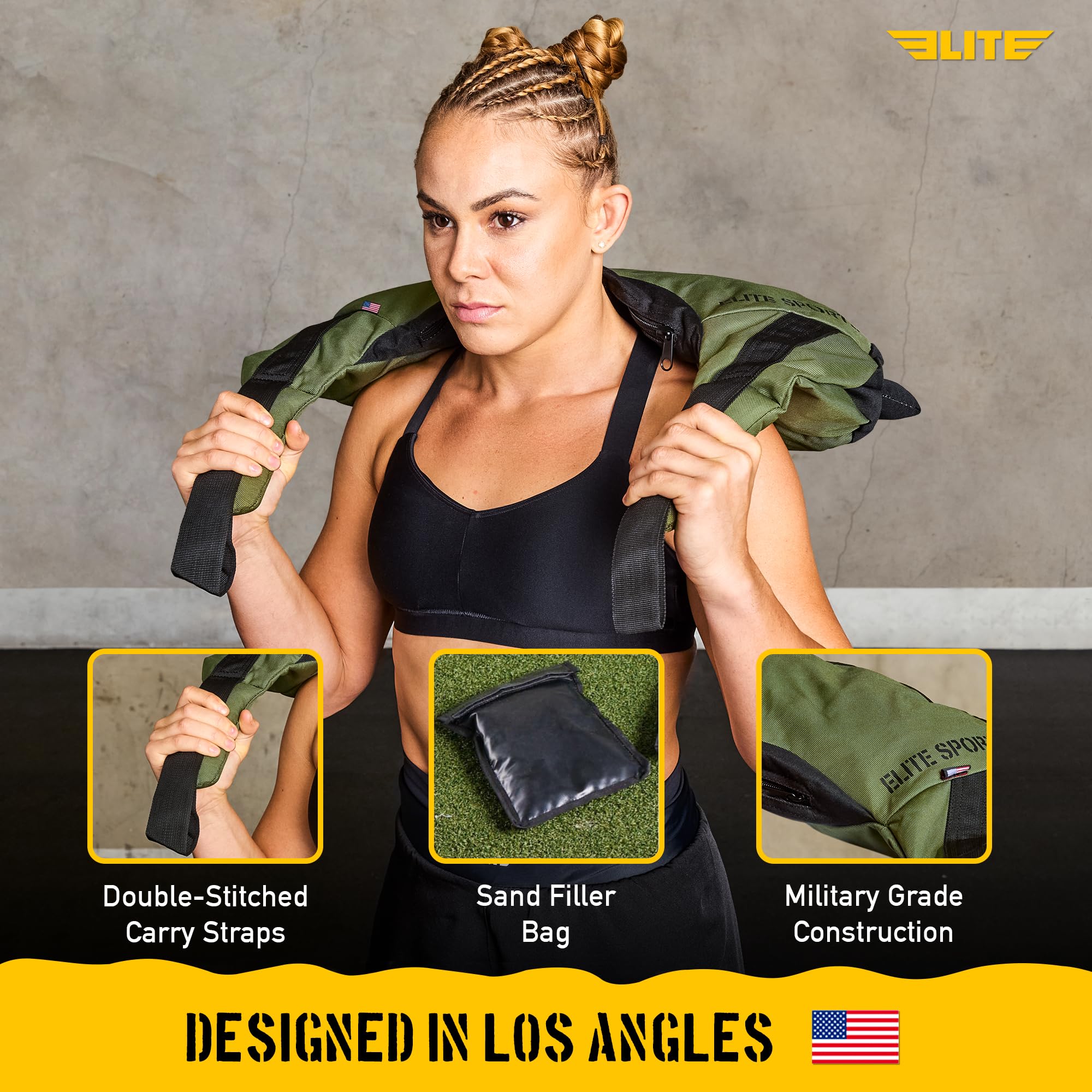 Elite Sports Bulgarische Segeltuchtasche für Crossfit, Fitness Canvas MMA Gym Cross Training Sandsack