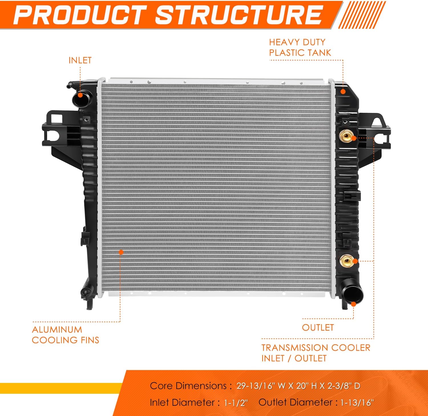 DPI-2481 OE Style Full Aluminum Core Radiator Compatible with 02-06 Jeep Liberty 3.7L