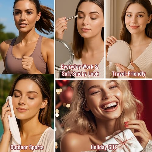 Miniatura 8 de 6 colores Mini paleta de maquillaje de sombra de ojos rosa neutro desnudo sombra de ojos brillante y mate paleta de maquillaje con espejo altamente