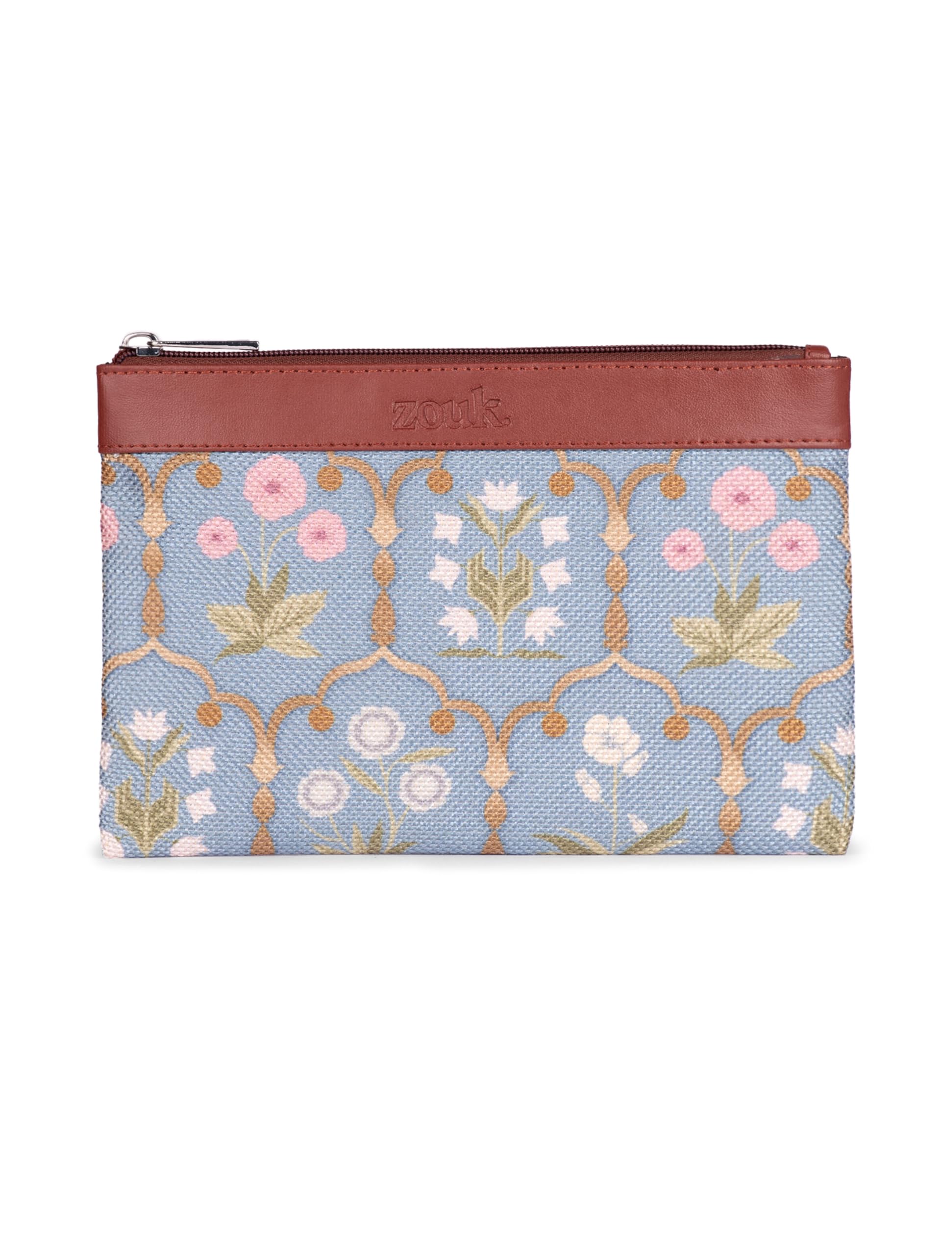 ZOUK Jaipur Fresco Blue Printed Multipurpose Classic Utility Pouch for Women-image-6