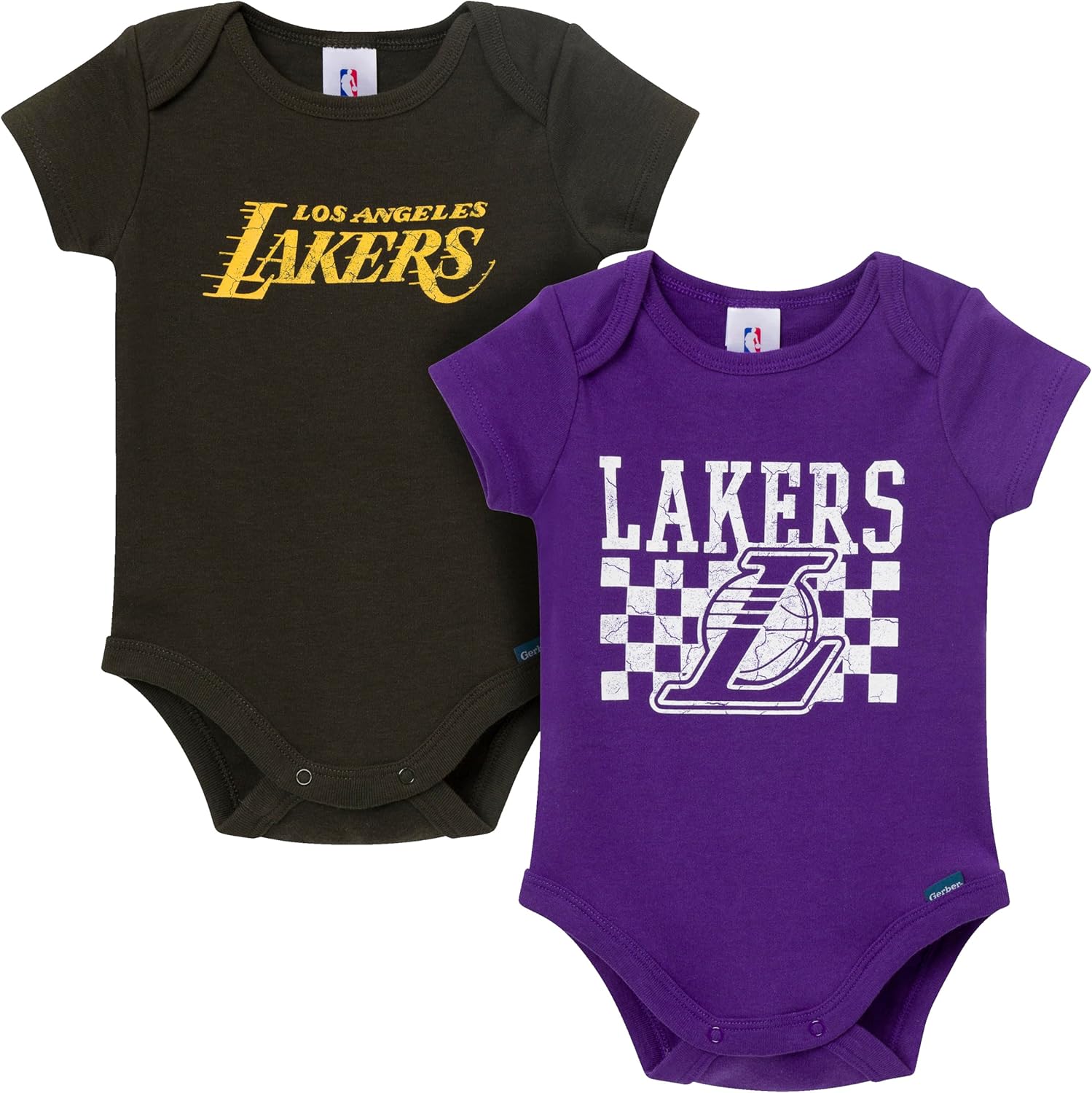 Gerber unisex-baby NBA Team 2 Pack Short Sleeve Onesie Bodysuits