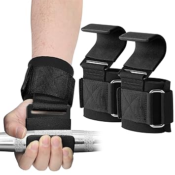 Weight Lifting Hooks (Pair) - Heavy Duty Lifting Wrist Straps, Hand Grip Support for Deadlifts, Pull Ups, Shrugs, Weightlifting Hooks Gym Gloves for Men and Women - image, photos