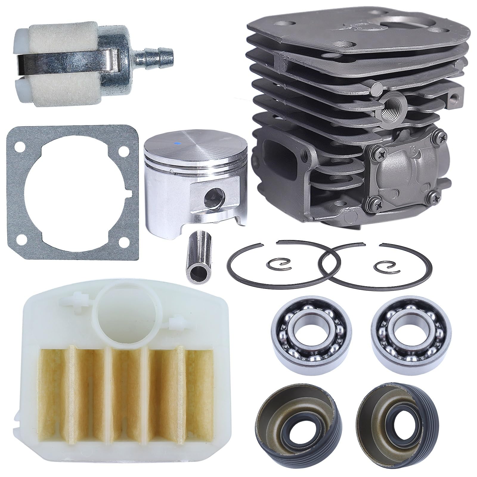 Piezas de Herramientas Kit de Filtro de Aire de pistón de Cilindro de 45mm for Motosierra Husqvarna 353 346XP 350 537253002 cojinete de Sello de Aceite Motosierra Gasolina