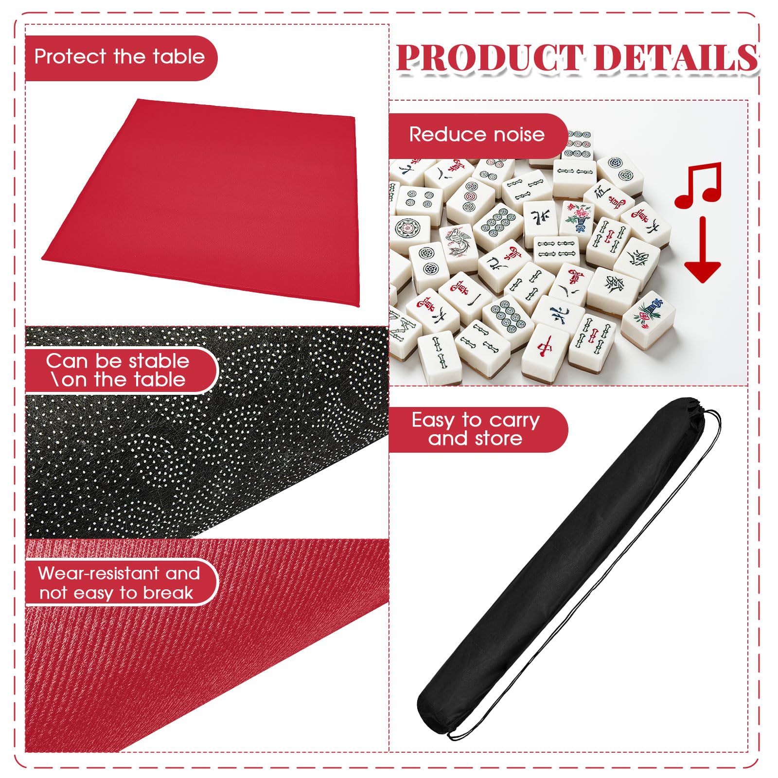 35 x 35 Inch Mahjong Mat Anti Slip and Noise Reduction Poker Mat Card