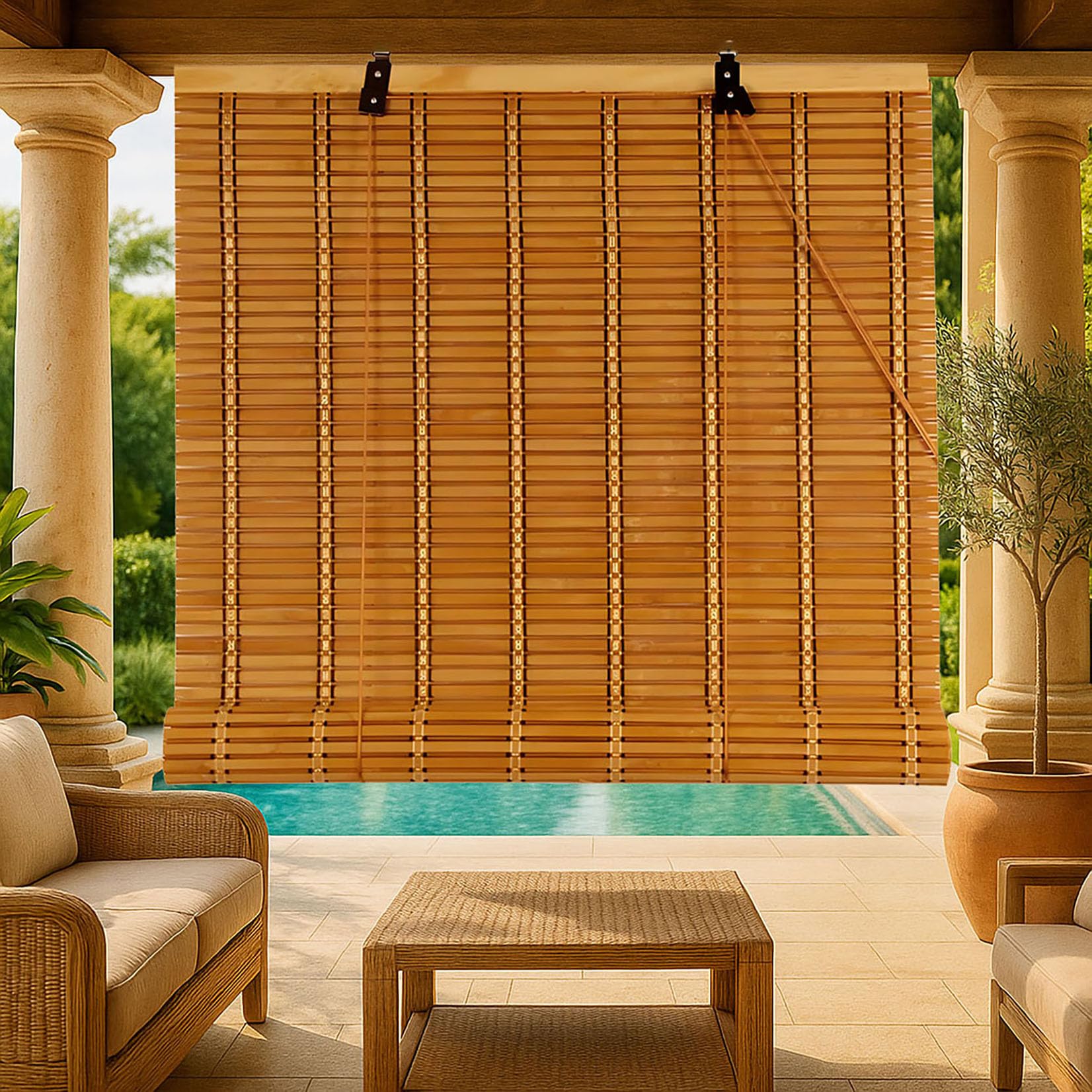 70x130cm Naturel Store Bambou RéTro Store Enrouleur en Bois,Stores Enrouleur Bambou pour IntéRieur/ExtéRieur,Tirage LatéRal,Occultant,Respirant,Respirant Rideaux DéCoratif pour FenêTre Et Porte