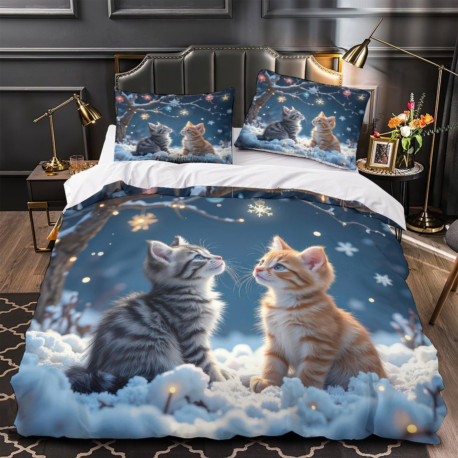 Parure de Lit Hérisson de Noël pour Chambre de Couple Cosy 200x200