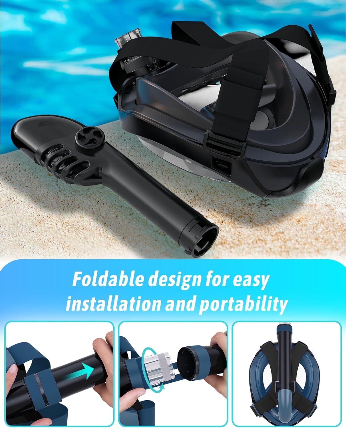 Zenoplige Full Face Snorkel Mask Adults, Dry-Top Snorkeling Gear with Camera Mount, Foldable 180-Degree Panoramic Scuba Mask for Snorkeling Diving Swimming Travel, Anti-Fog & Anti-Leak - Image 5