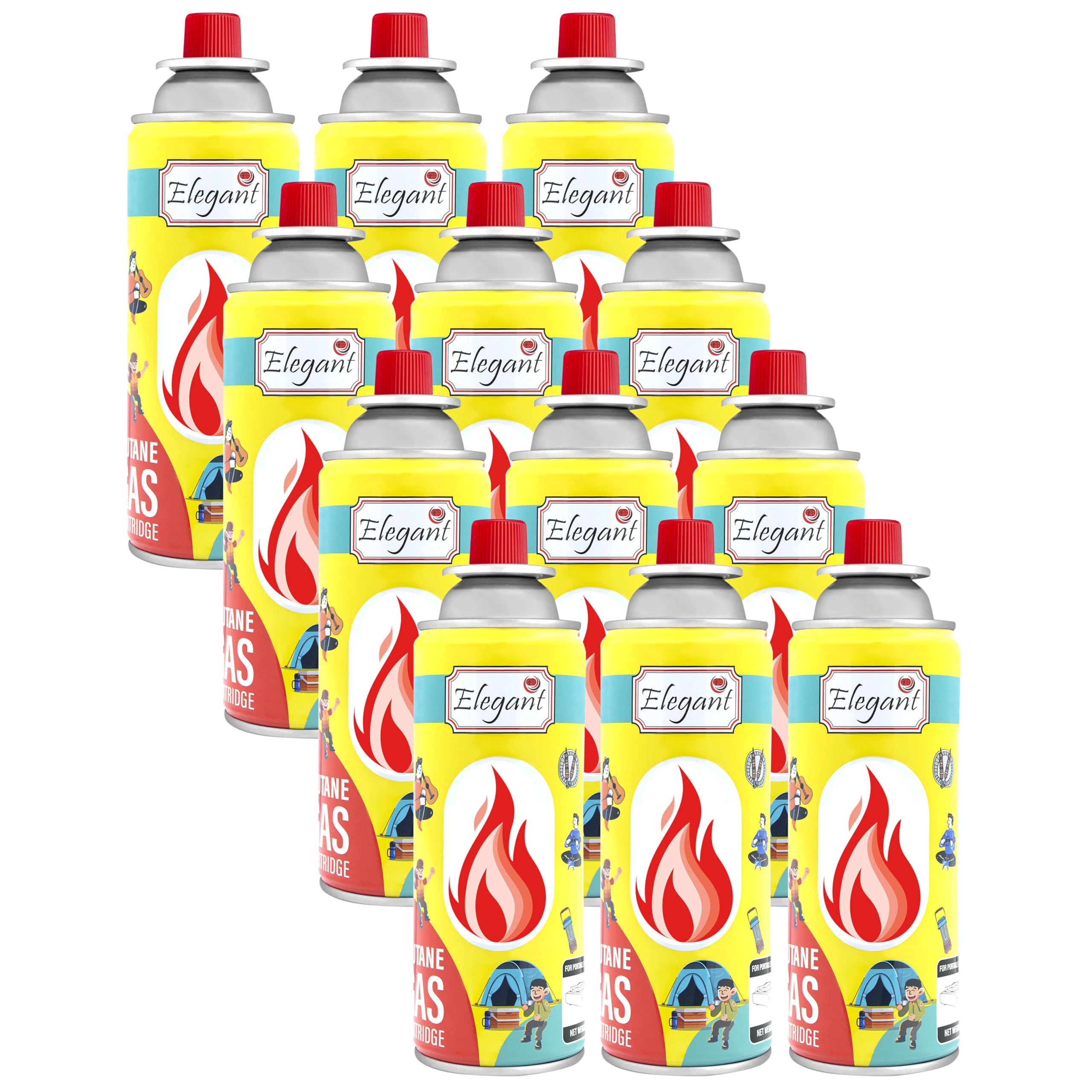 SET OF 12 | Elegant Portable STOVE GAS (220g) | 400ml - Butane and Propane Gas for Camping Stoves & Light, HIGH Performance Gas Mix | Butane GAS for Stoves