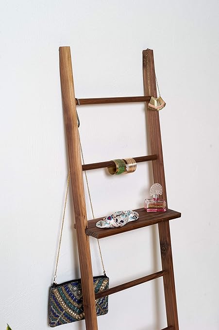 Accesorio para Escalera de Madera Maciza (Madera maciza de Nogal) ¡Amplía la función de tu perchero o escalera decorativa!