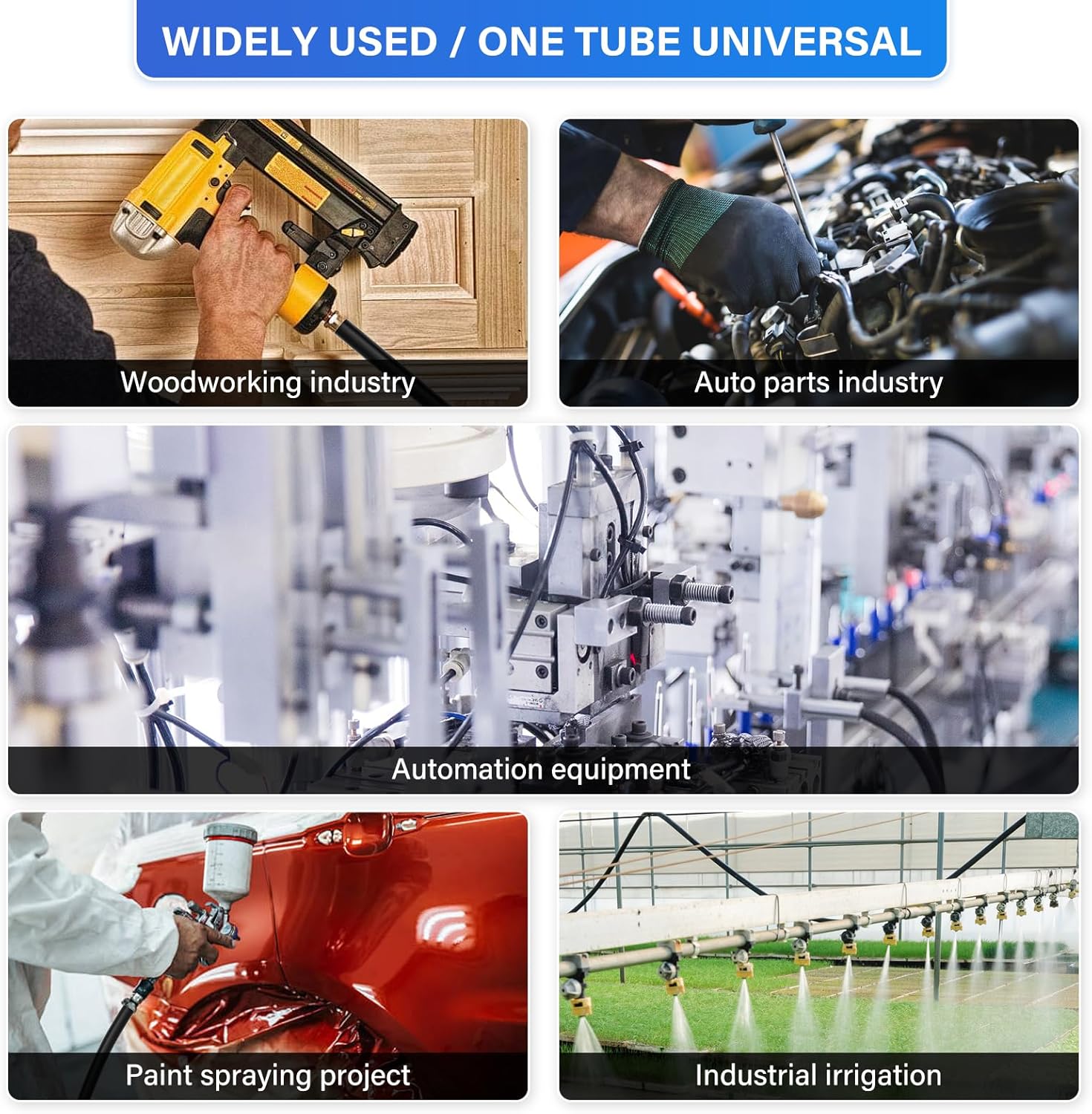 TAILONZ PNEUMATIC Black 1/2 Inch OD 10 Meter 32.8ft PU Polyurethane Air Tubing Kit Pipe Hose Air Line Tubing Air Hose Fittings Push to Connect Fittings(27PCS)