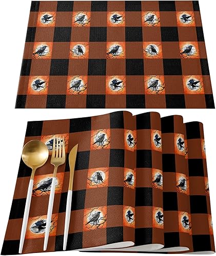 Vista 872 de Juego de 6 manteles individuales rojos para el día de San Valentín, diseño de corazón de San Valentín, resistentes al calor, lavables, manteles