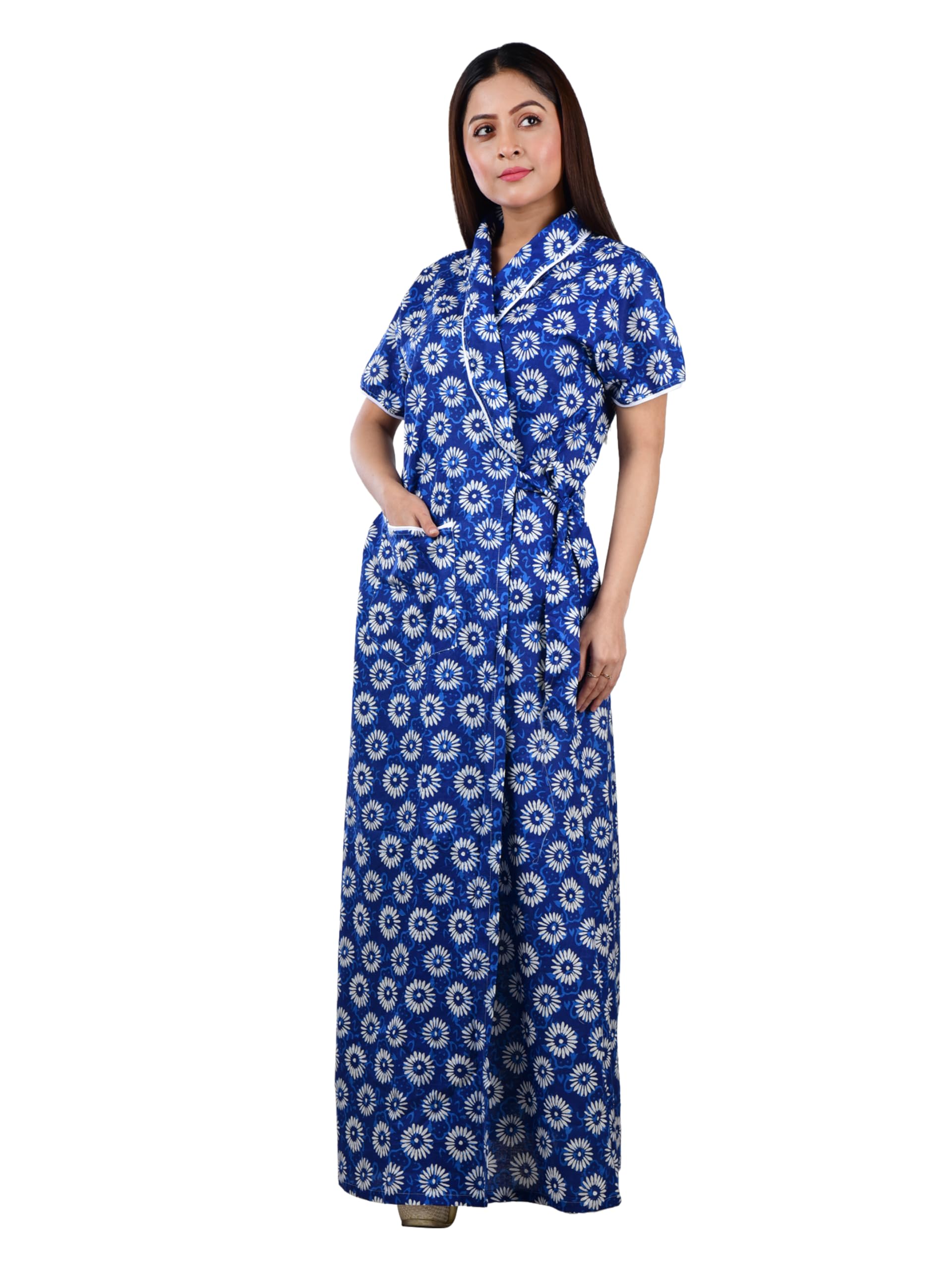 being beauty Women Cotton Robes | Housecoat | Nighty| Sleepwear| Maxi Night Gown for Women Ladies Front Open Adjustable-picture-29