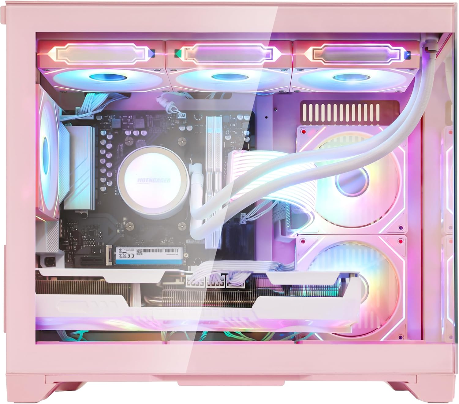 Superview Prebuilt AI Gaming PC Desktop Computer, AMD Ryzen 7 9700X 6-Core 3.9GHz, RTX 5060 8GB,32GB DDR5 RAM,1TB PCIe +1TB SATA SSD, 850W PSU, RGB Fusion 2.0, Win 11, Pink, Mouse & KB