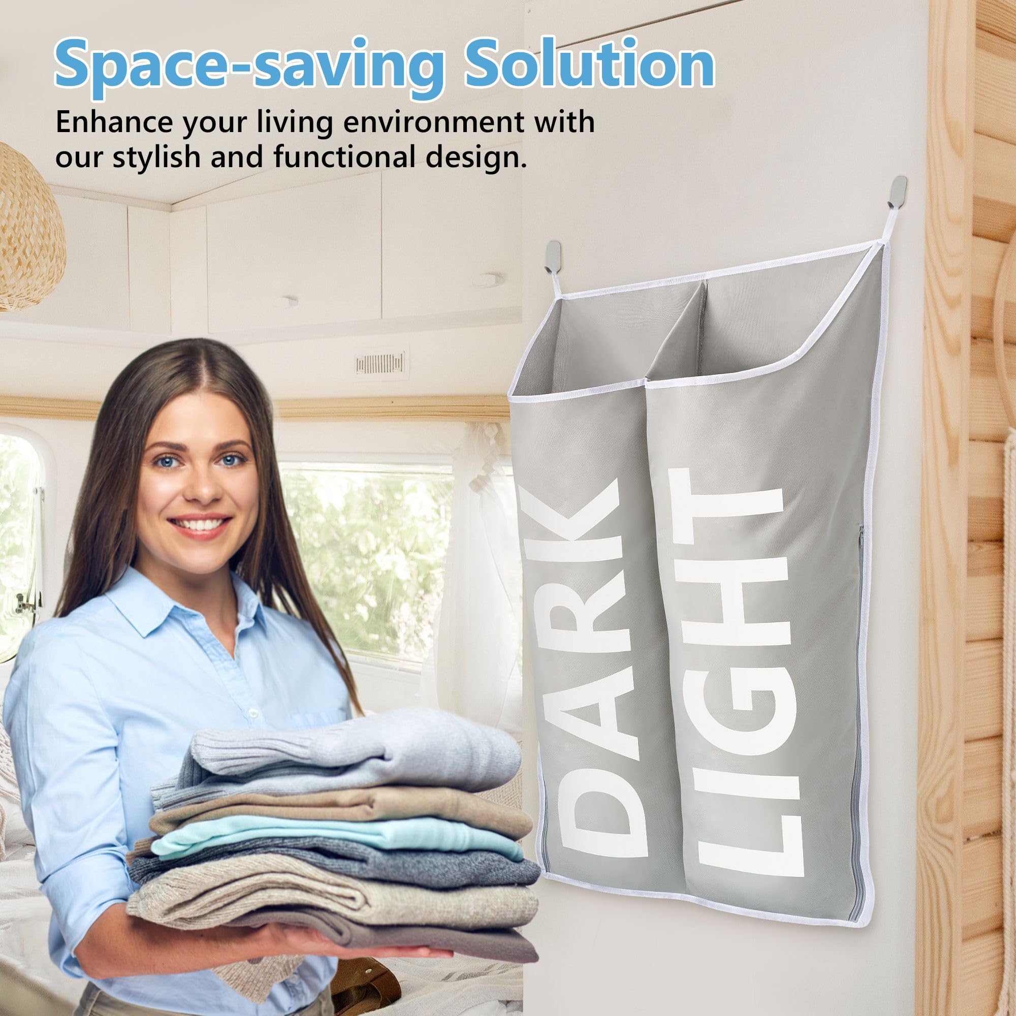 DONAQ Hanging Laundry Hamper Bag XL 40x22