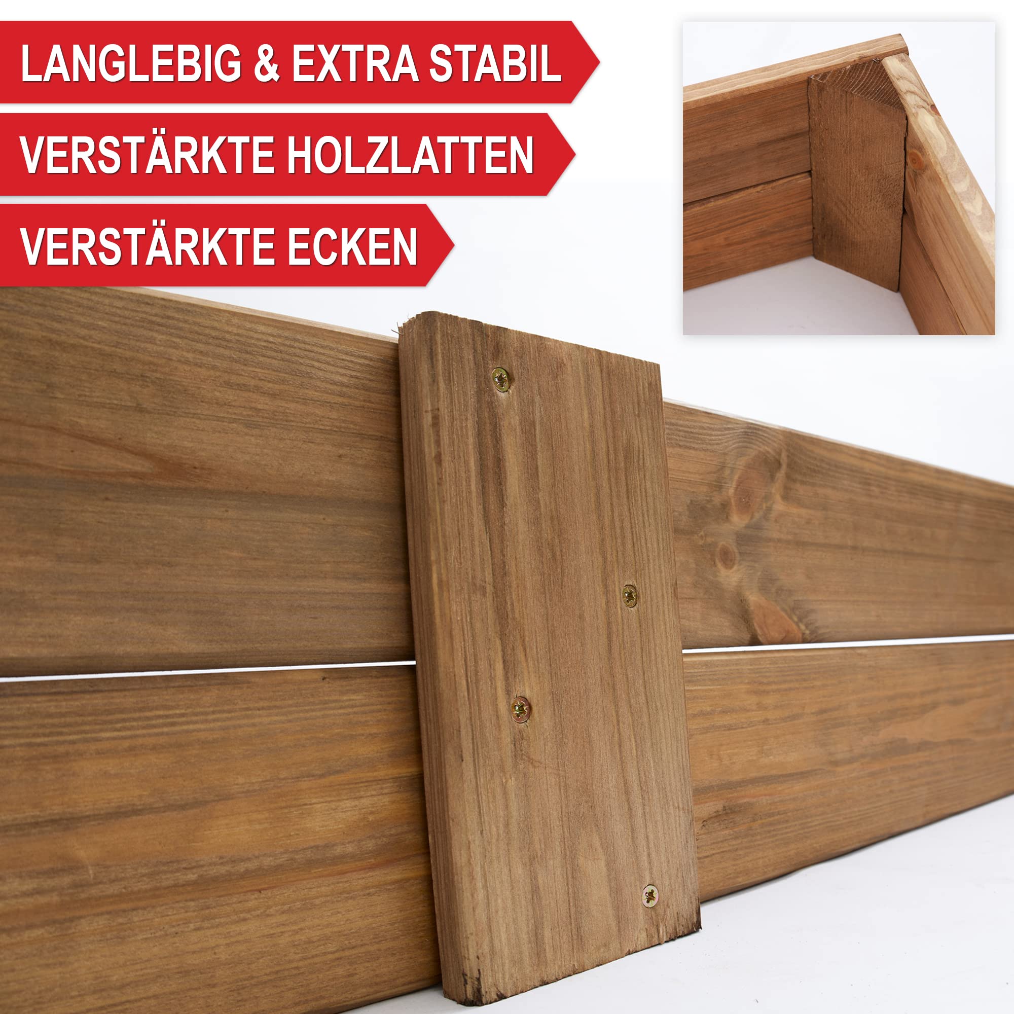 Onbest Premium Hochbeet - Pflanzbeet Holz mit Innenvlies – Garten Hochbeet – erweiterbar und stapelbar – witterungsbeständig – Blumenkasten für Terrasse Balkon – Pflanzkasten (1x Pflanzrahmen)