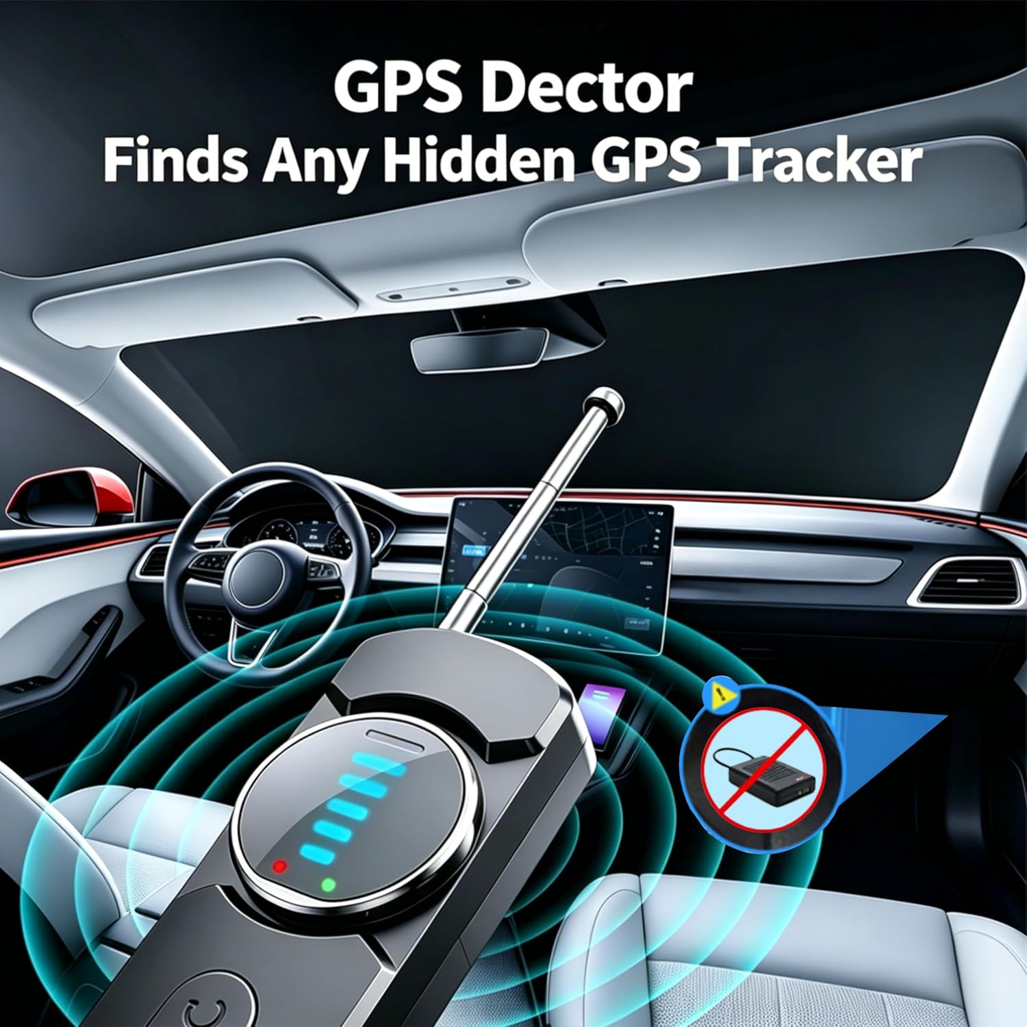Hidden Spy Camera Detector with LED, Upgraded Hidden Bug and Camera Detector, AI-Powered Anti-Spy Device, GPS Tracker Detector Portable Privacy Protector for Travel/Hotel/Car (Black)