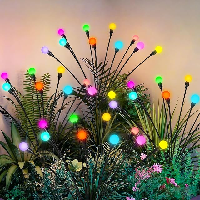 Lumières de jardin solaire,20 LED Lumières de jardin à lueurs solaires à balai Étanche à l'extérieur, Lumières décoratives d'extérieur à lueur de feu, Cadeaux de jardinage de jardin (2 Boîte multicolore)