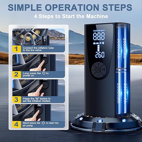 Miniatura 7 de Inflador de neumáticos, compresor de aire portátil, batería de 10400 mAh y bomba de aire de 150 PSI para neumáticos de automóvil, bomba digital