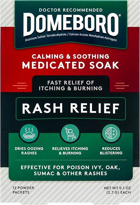 Domeboro Medicated Soak Rash Relief (Burow’s Solution), 12 Count (Pack of 1) - Packaging May Vary