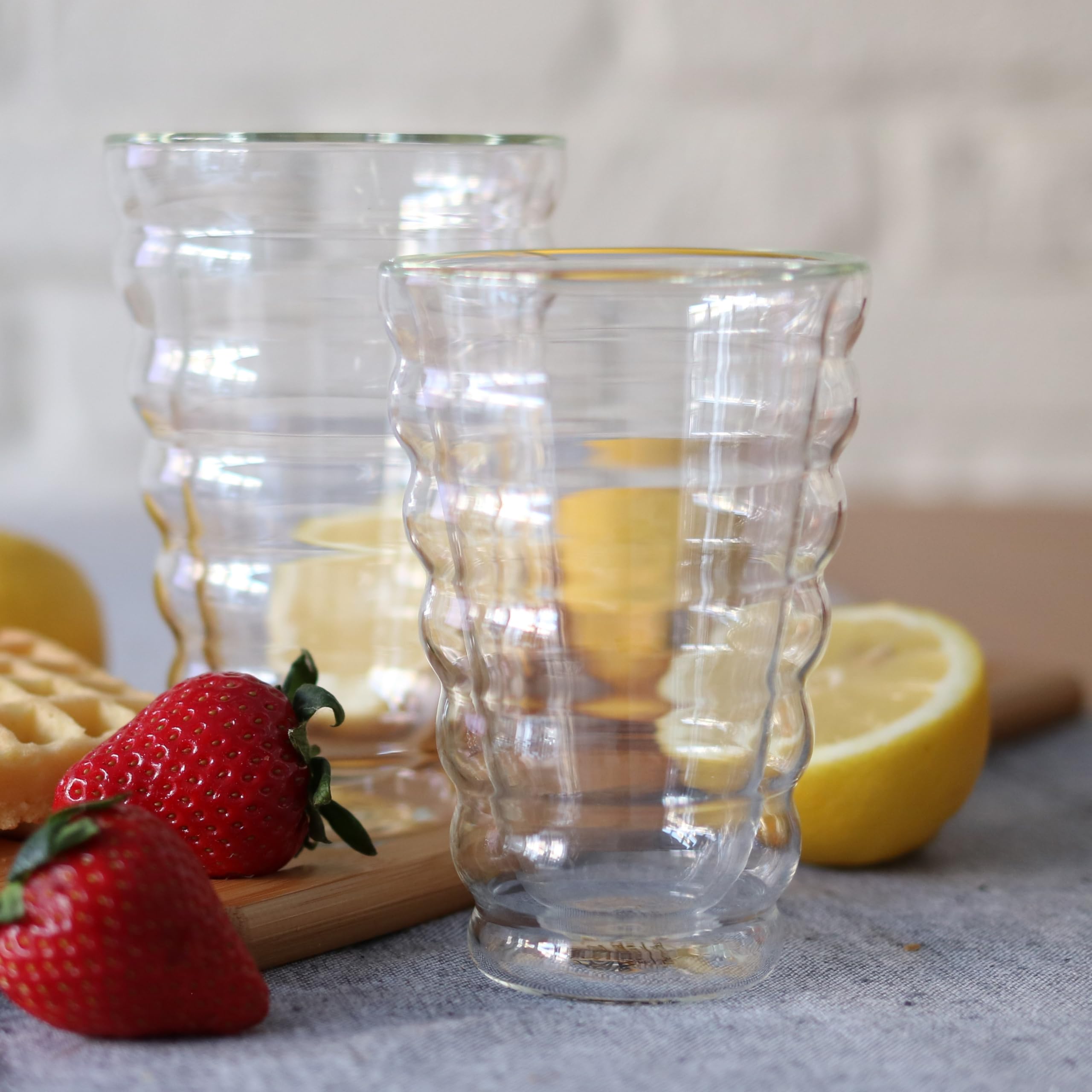 Wilmax - Thermogläser Bubble - 400 ml - 6er-Set - Doppelwandige Gläser für Wasser, Tee, Kaffee - Teegläser & Kaffeegläser - Gläser für Heiß- und Kaltgetränke - Wassergläser - Spülmaschinenfest