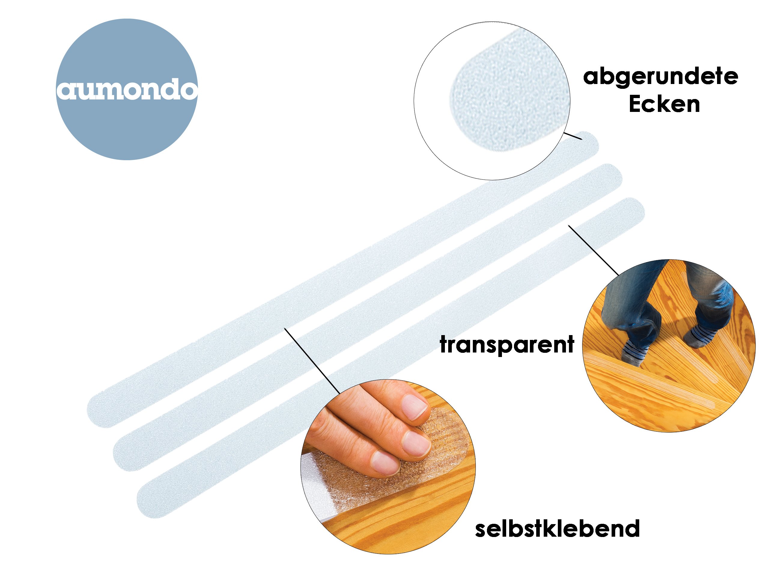 Anti-Rutsch-Streifen für Treppen Rutschschutz - transparent | 17 Rutschschutz Aufkleber Treppe, selbstklebend. Treppenstufen Antirutsch.