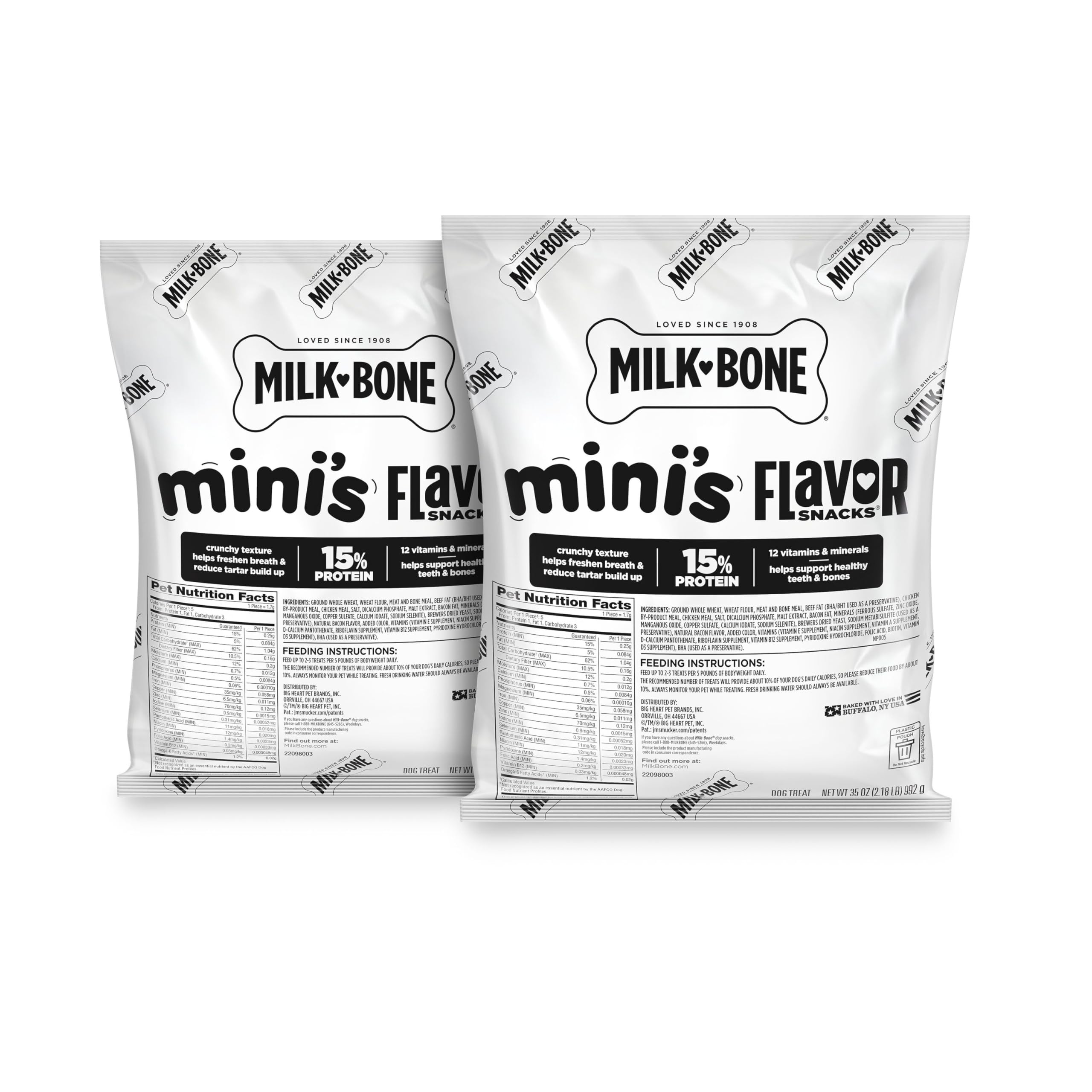 Milk-Bone Flavor Snacks Mini’s Dog Treats, 2 (35-Oz.) Refill Packs