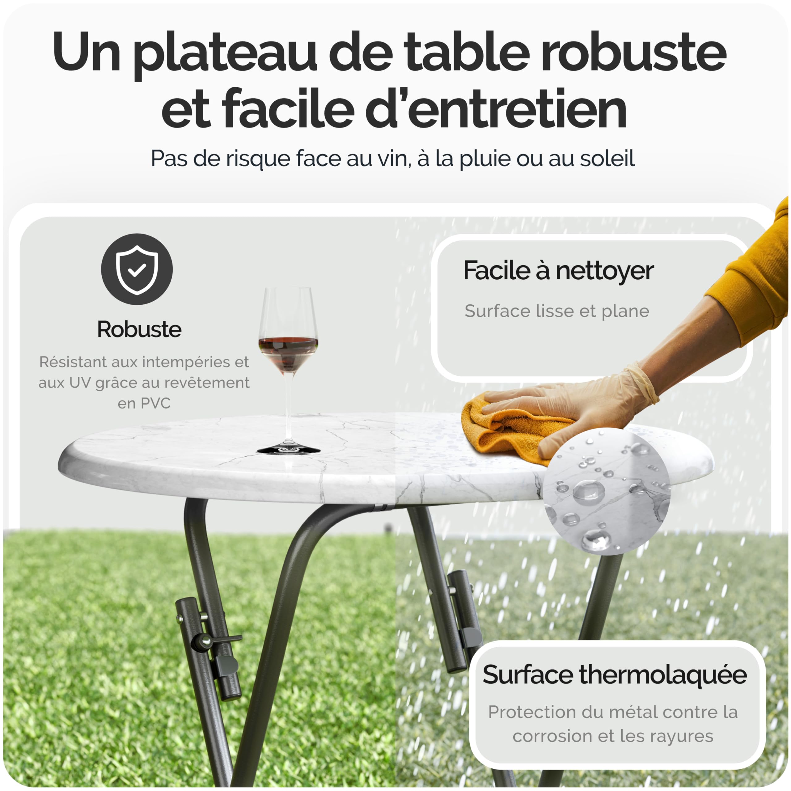 Casaria Table de Cocktail Ronde Aspect marbre 2X