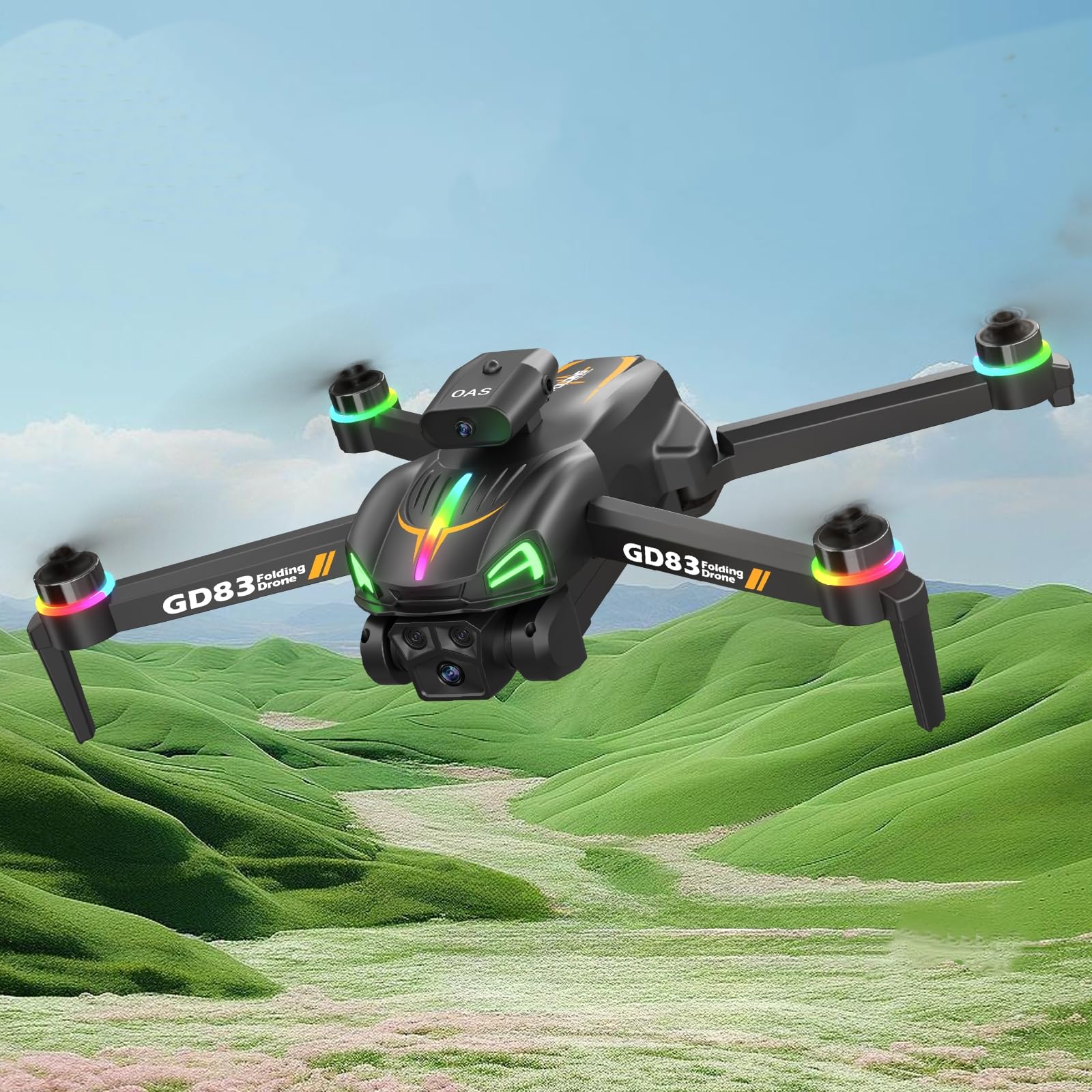 Drone aéreo GD83 con cámaras dobles 2K, algoritmo independiente y función de flujo óptico, regalo de Navidad y cumpleaños para principiantes, familiares, amigos y entusiastas de la fotografía, 3 pilas