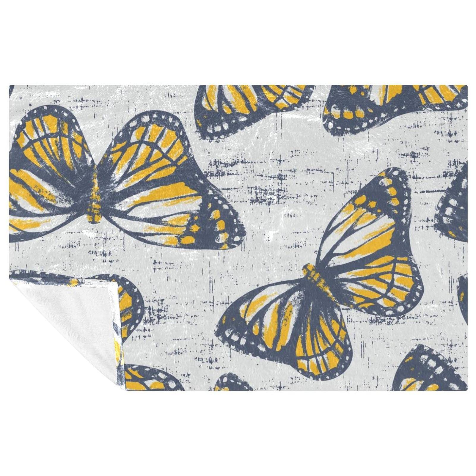 Jeté de lit doux et chaud plaid papillon pour chambre et salon
