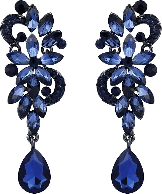Clearine Women's Bohemian Boho Crystal Flower Wedding Bridal Chandelier Teardrop Bling Dangle Earrings