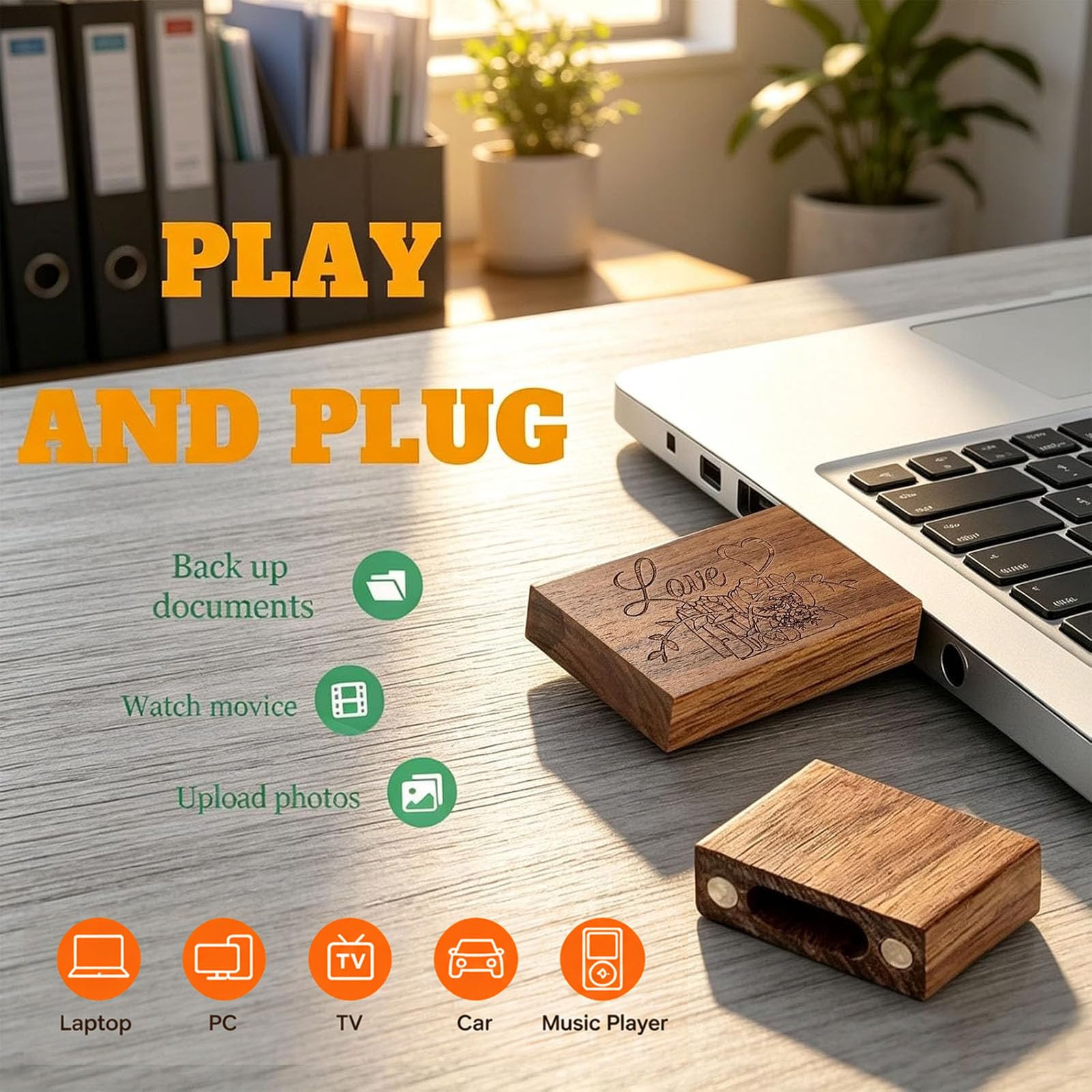Clé USB en bois 32 Go USB 3.0 pour mariage avec boîte