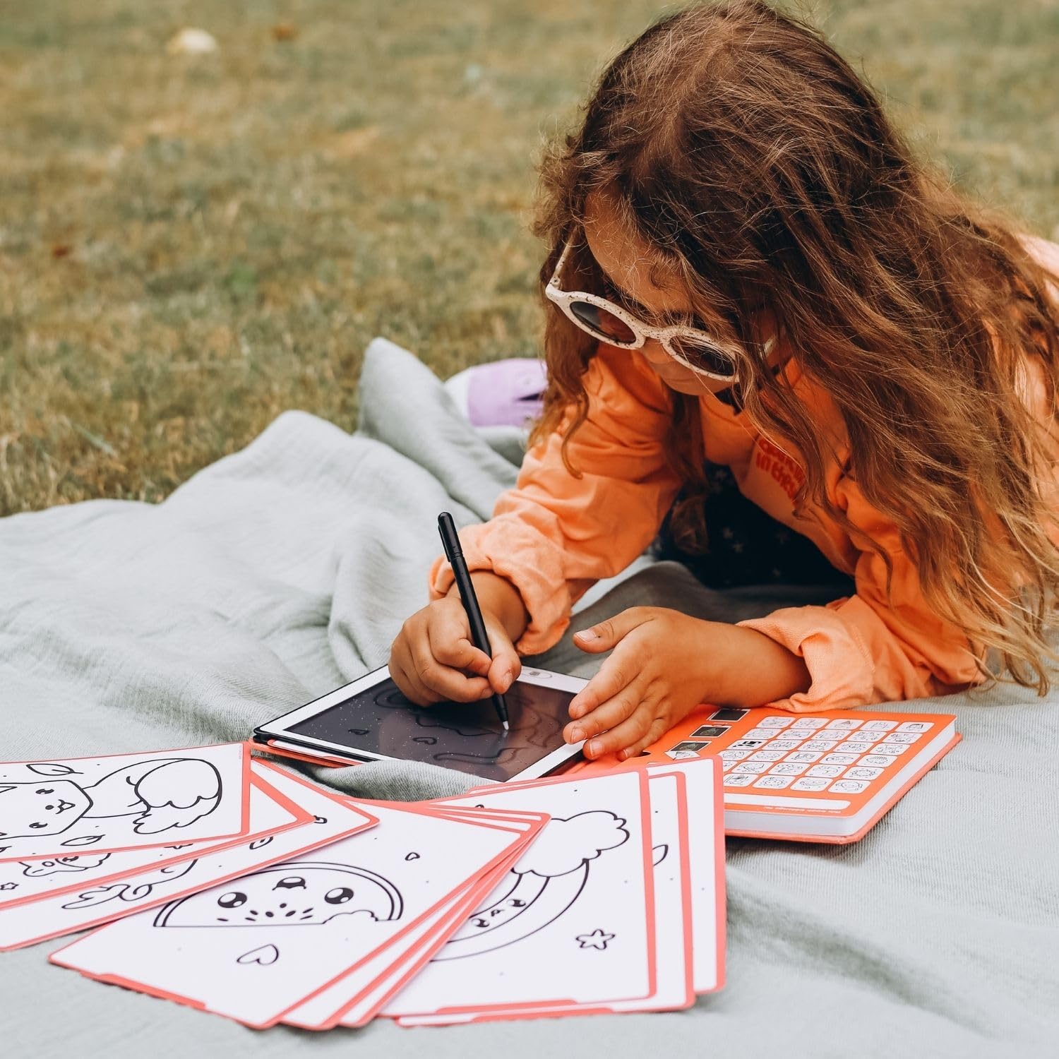 KIDYWOLF KIDYDRAW Mini Kawaii - Tableta de dibujo LCD de 30 capas | Pantalla LCD de 8,2", 30 capas reutilizables, pizarra mágica ligera, nómada y fácil de borrar, a partir de 4 años